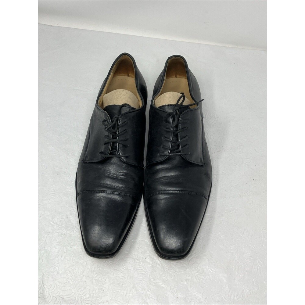 Mercanti Fiorentini Black Leather Cap Toe Derby Shoes Mens 11 M Italy Dress